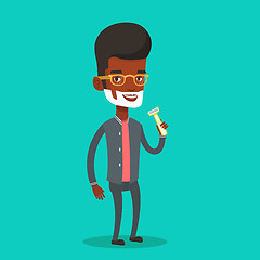 Image showing Man shaving his face vector illustration.