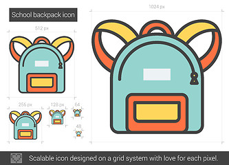 Image showing School backpack line icon.