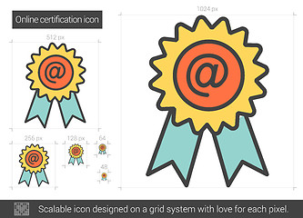 Image showing Online certification line icon.