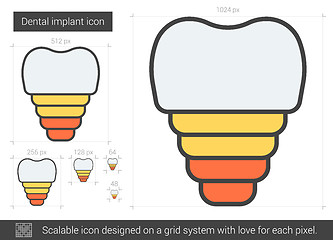 Image showing Dental implant line icon.