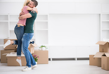 Image showing happy Young couple moving in new house