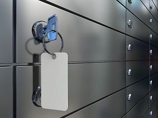 Image showing Safe deposit boxes and key