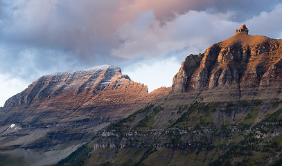 Image showing Clouds Move Over Mountains Logan's Pass Glacier National Park