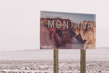 Image showing Welcome to Montana Winter State Boundary Highway Sign