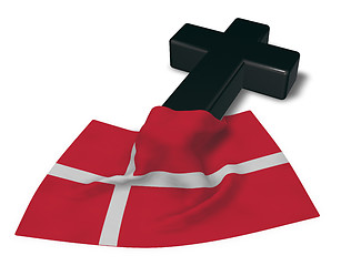 Image showing christian cross and flag of denmark - 3d rendering