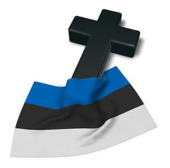 Image showing christian cross and flag of estonia - 3d rendering