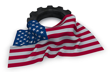 Image showing gear wheel and flag of the usa - 3d rendering