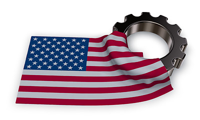 Image showing gear wheel and flag of the usa - 3d rendering