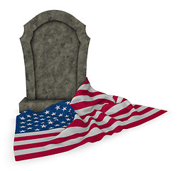 Image showing gravestone and flag of the usa - 3d rendering