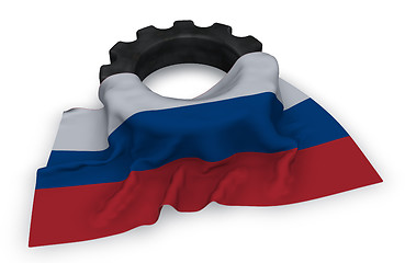 Image showing gear wheel and flag of russia - 3d rendering