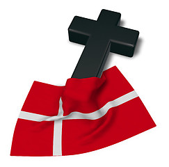 Image showing christian cross and flag of denmark - 3d rendering