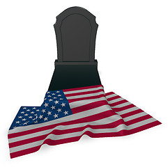 Image showing gravestone and flag of the usa - 3d rendering