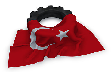 Image showing gear wheel and flag of Turkey - 3d rendering