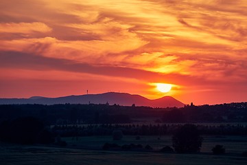 Image showing Sunset Hilly Landscape