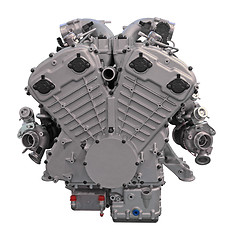 Image showing Modern car engine isolated on white background