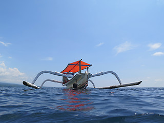 Image showing Traditional fishing boats floating on the sea Bali, Indonesia