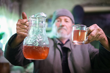 Image showing Man drinking wine