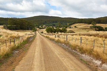 Image showing Dirtroad through farmlands