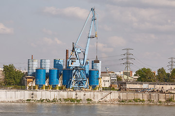 Image showing Industry dock with crane and silos