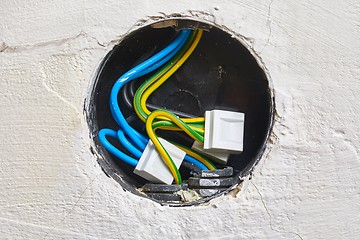 Image showing Electric wires in the wall