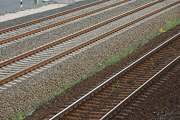 Image showing Railway tracks closeup