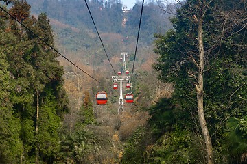 Image showing A cable railway in the mountains