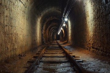 Image showing Underground mine passage angle shot