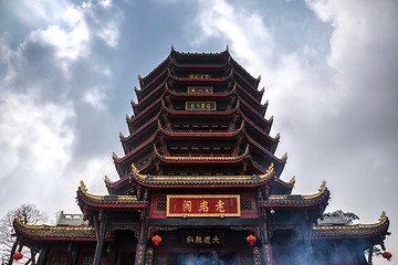 Image showing Buddhist temple angle shot in China