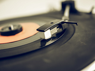 Image showing Vintage looking Vinyl record on turntable