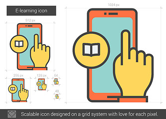Image showing E-learning line icon.