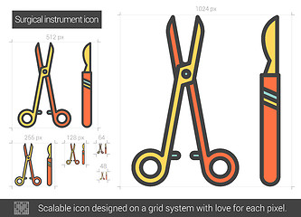 Image showing Surgical instruments line icon.