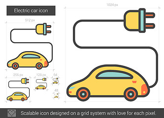 Image showing Electric car line icon.