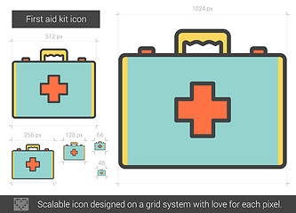 Image showing First aid kit line icon.