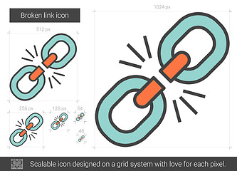 Image showing Broken link line icon.