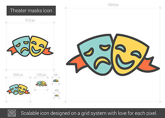 Image showing Theater masks line icon.
