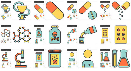 Image showing Medicine line icon set.