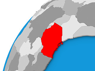 Image showing Tanzania on globe in red