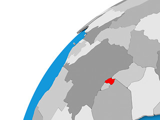 Image showing Rwanda on globe in red