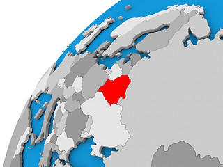 Image showing Belarus on globe in red