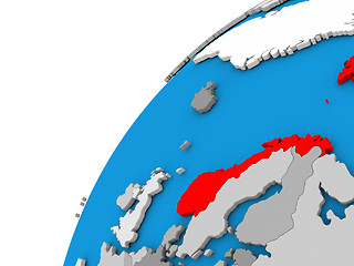 Image showing Norway on globe in red