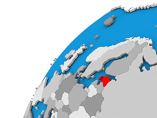 Image showing Estonia on globe in red