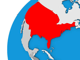 Image showing USA on globe in red