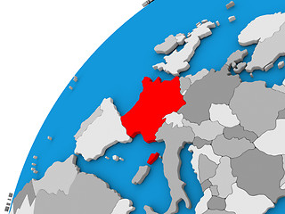 Image showing France on globe in red