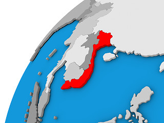 Image showing Vietnam on globe in red