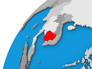 Image showing Cambodia on globe in red