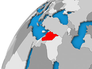 Image showing Syria on globe in red