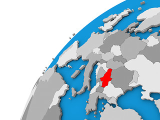 Image showing Serbia on globe in red