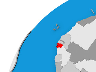 Image showing Guinea-Bissau on globe in red