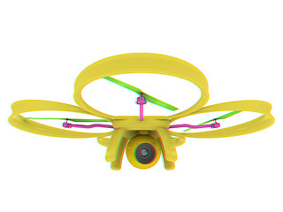 Image showing Drone, quadrocopter, with photo camera flying. 3d render. Anagly