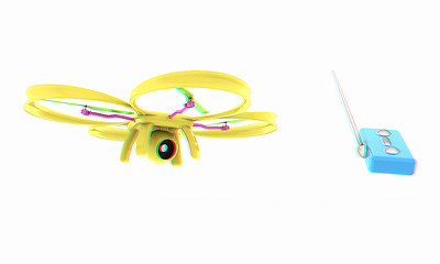 Image showing Drone with remote controller. Anaglyph. View with red/cyan glass